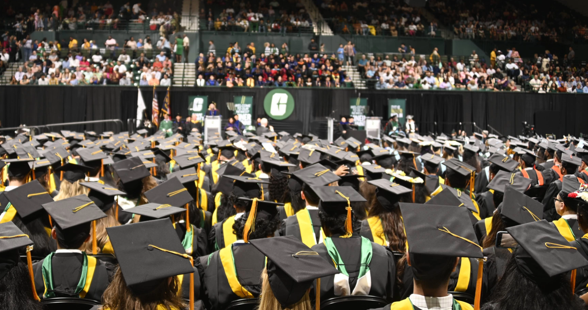 Graduate students at commencement