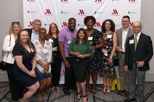 Dean Pinku Mukherjee (center) poses with doctoral students and their advisors.